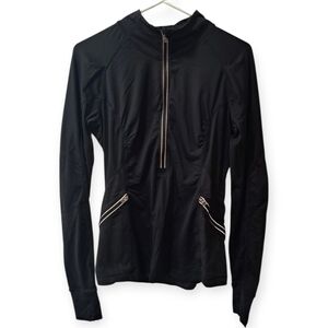 Lululemon Black Long Sleeve 1/4 Zip Ruched Athletic Jacket Women Small